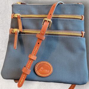Dooney & Bourke Nylon North South Triple Zip Crossbody Purse Handbag Navy Blue